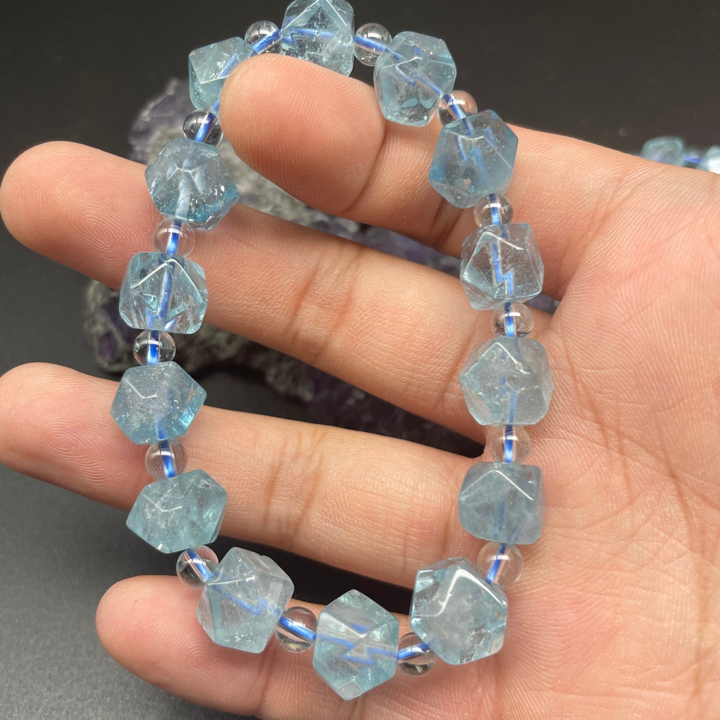 藍托帕石切面手串 10mm