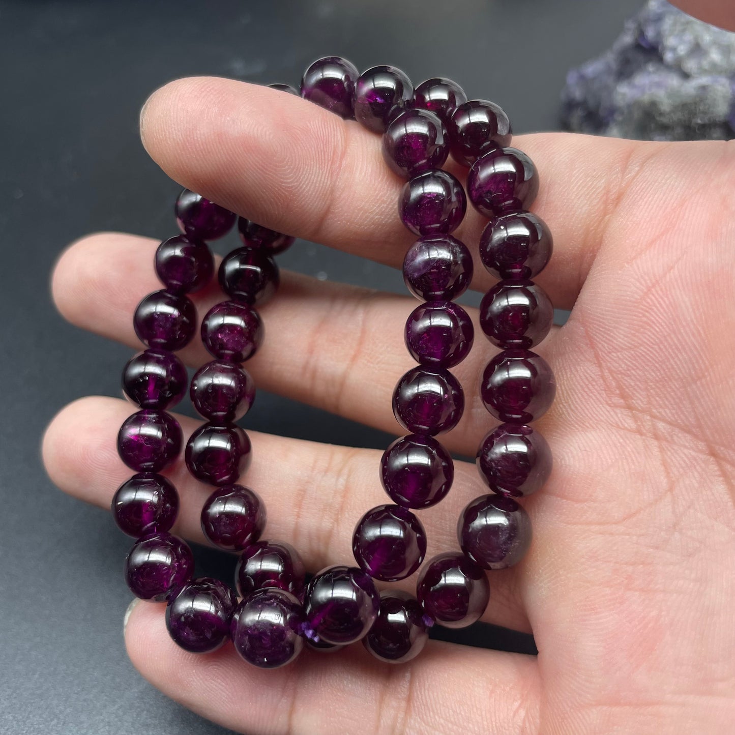 紫牙烏石榴石手串 8mm