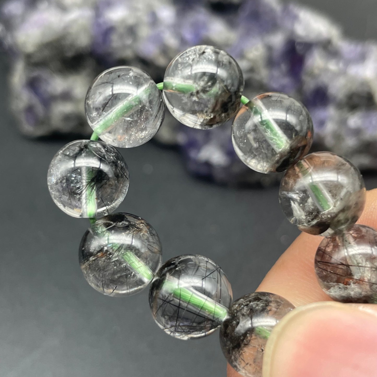 「一圖一物」半盤黑髮晶幽靈共生手串 9.4mm
