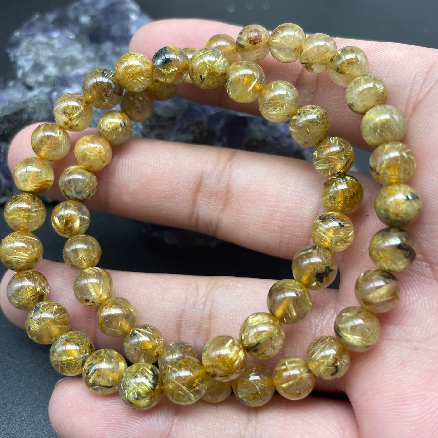 滿礦母礦鈦晶手串 7mm