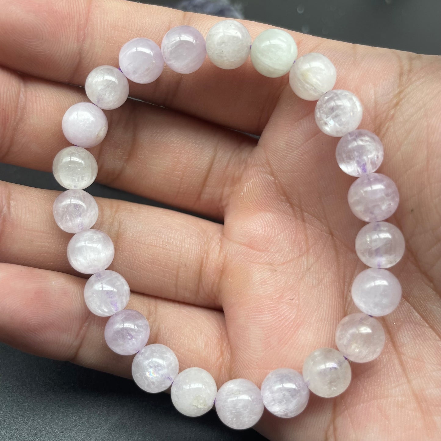 拉絲強猫眼彩鋰輝手串 7mm
