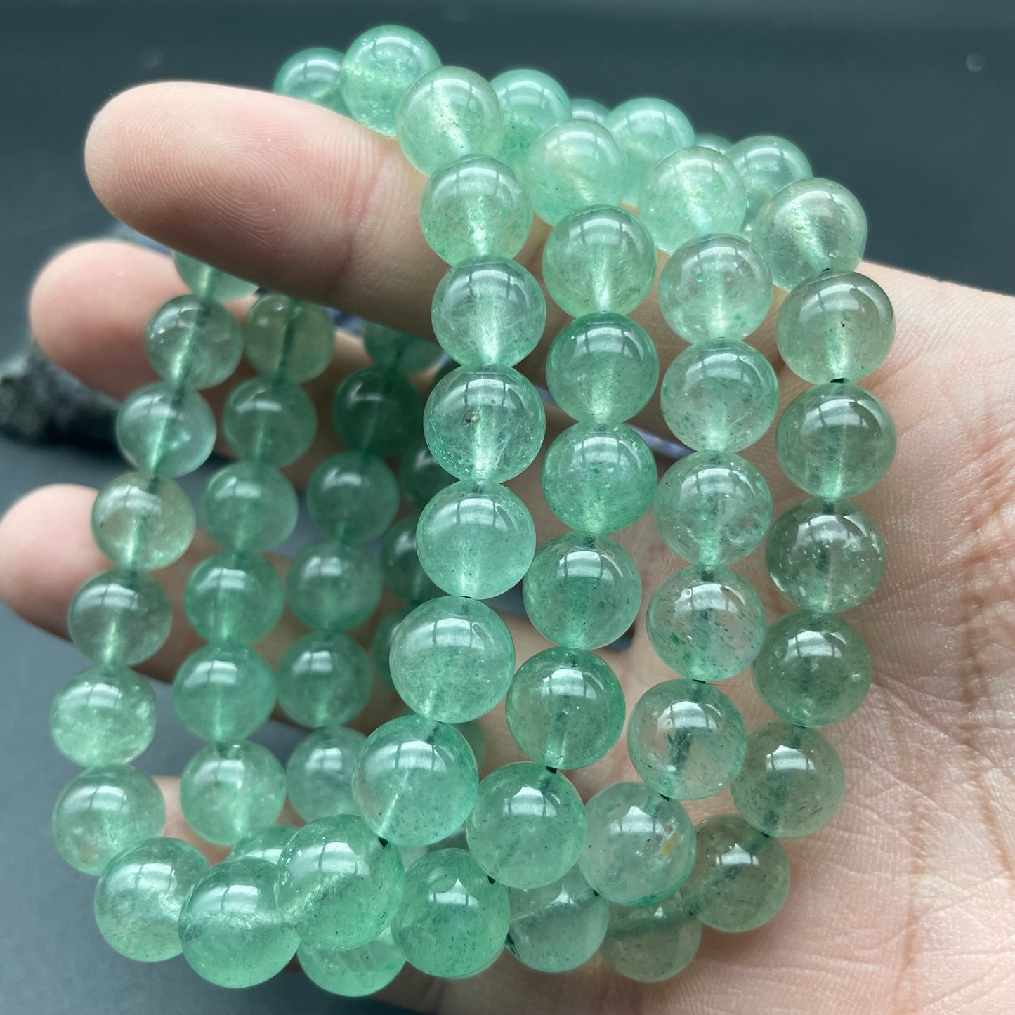 星光綠草莓手串 10mm