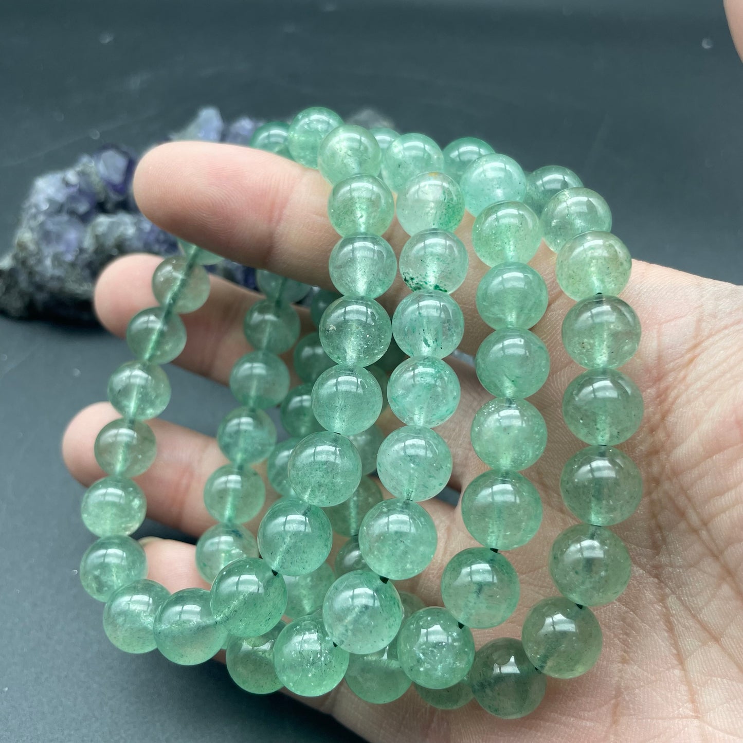 星光綠草莓手串 10mm
