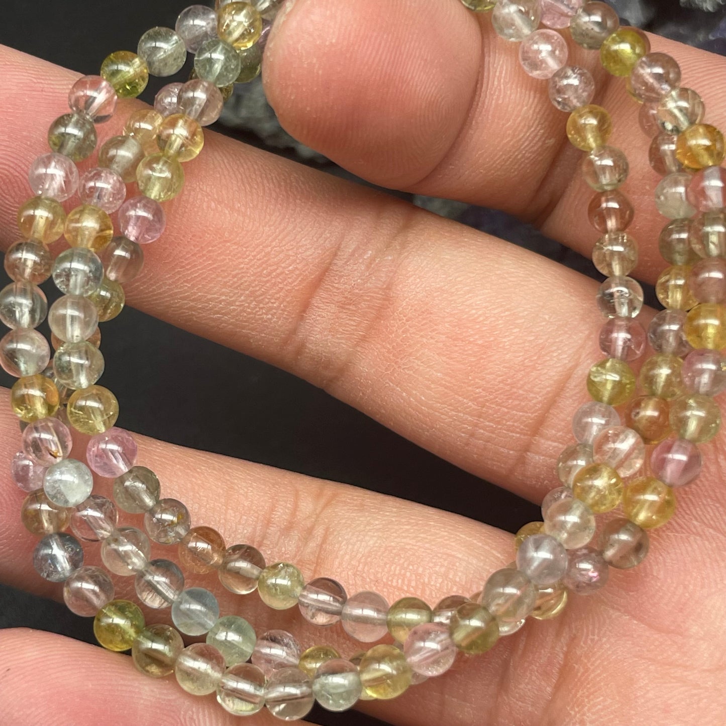 全透體三圈馬卡龍碧璽手串 4mm
