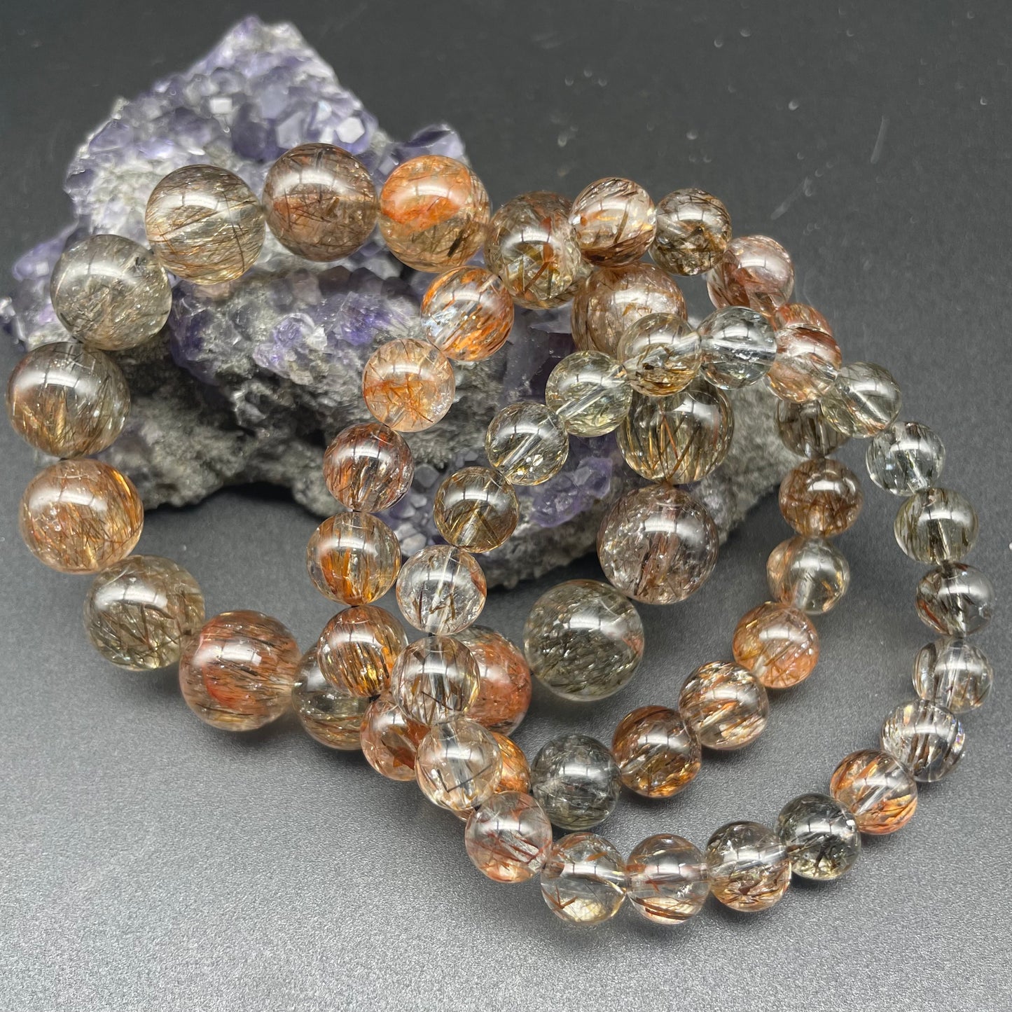 透體多髮黑金碧髮手串 7mm