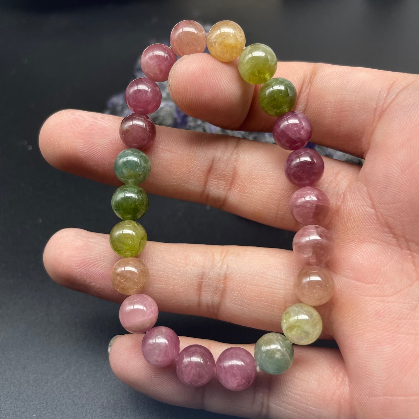「一圖一物」全透體彩虹碧璽手串 8.1mm