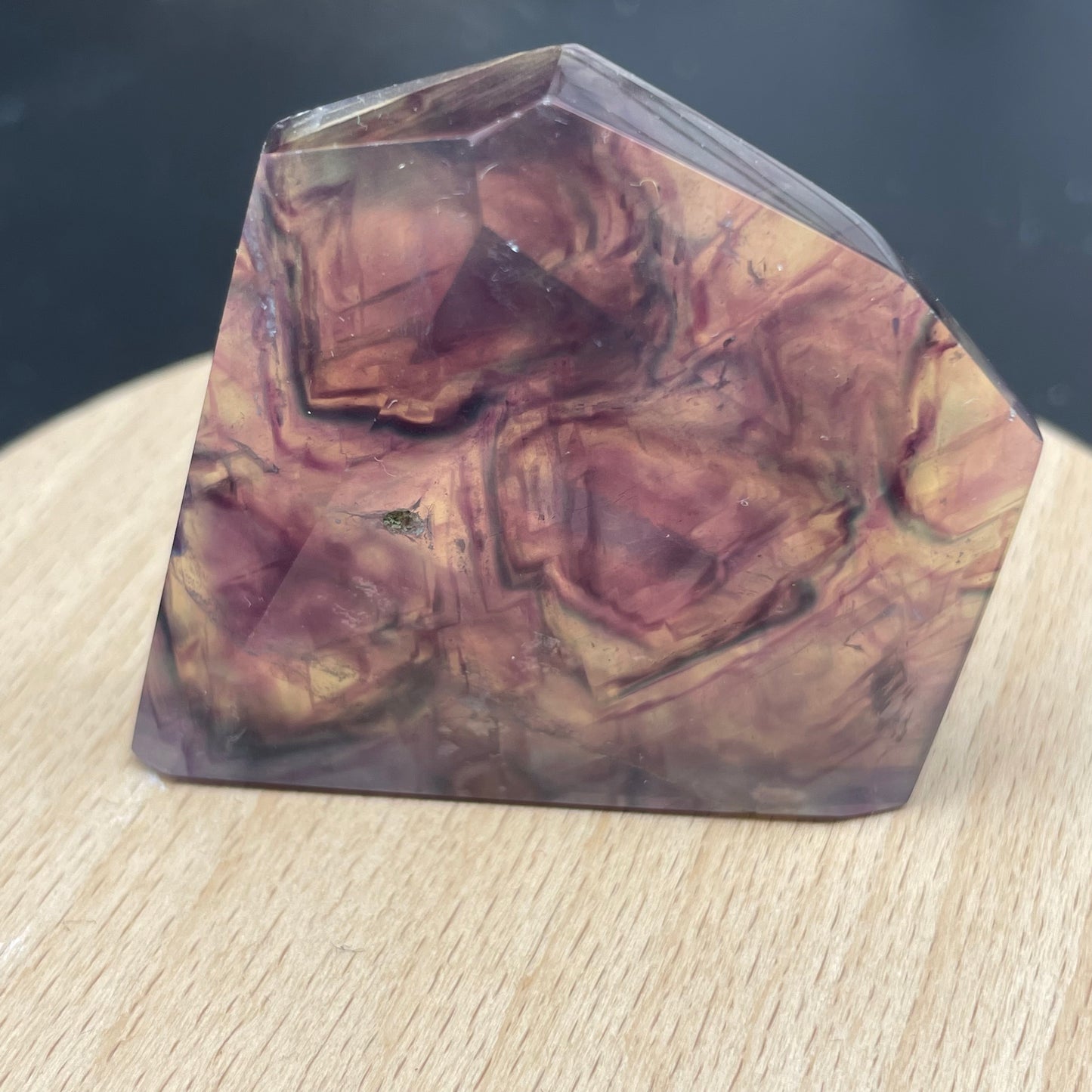 內彩西瓜螢石切面擺件