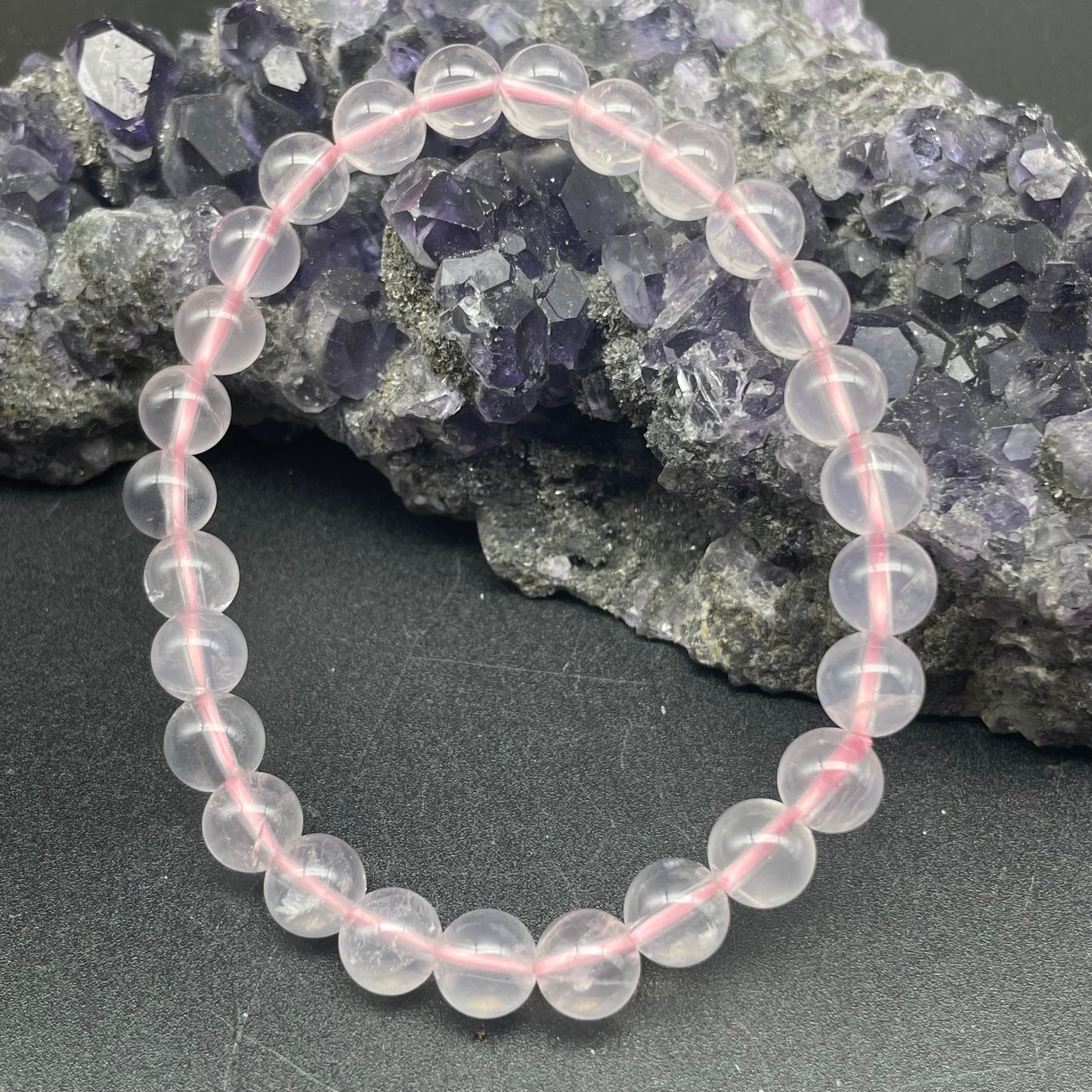 莫桑比克果凍體星光粉晶手串 7mm