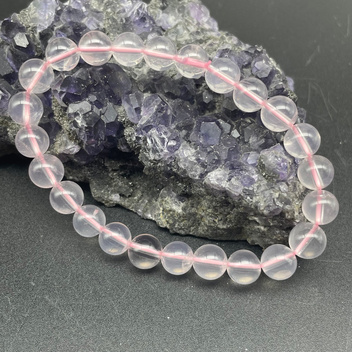 莫桑比克果凍體星光粉晶手串 8mm