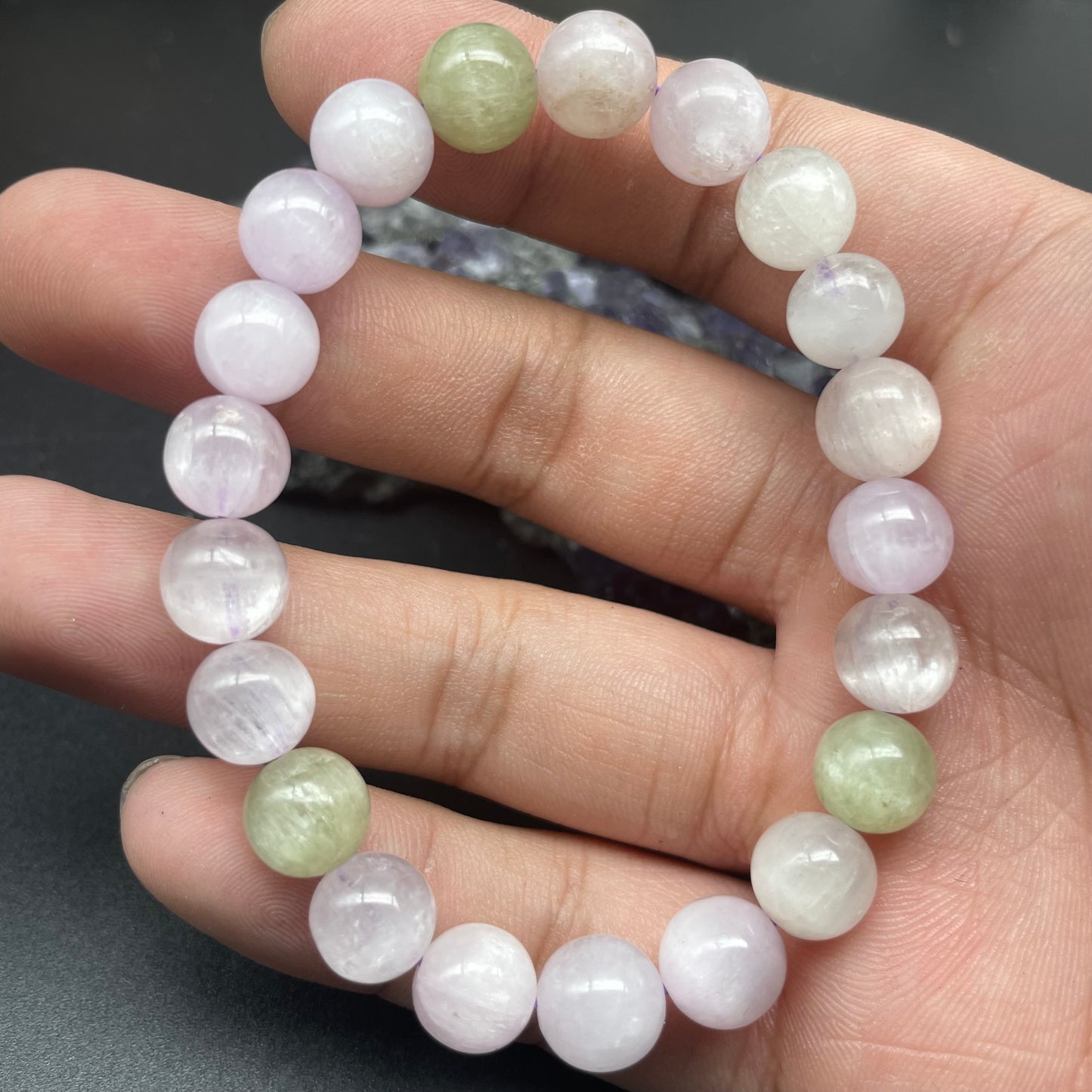 拉絲強猫眼彩鋰輝手串 8mm