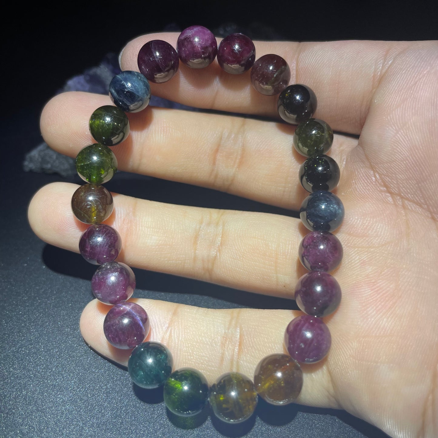 「一圖一物」老礦彩虹碧璽手串 8.5mm