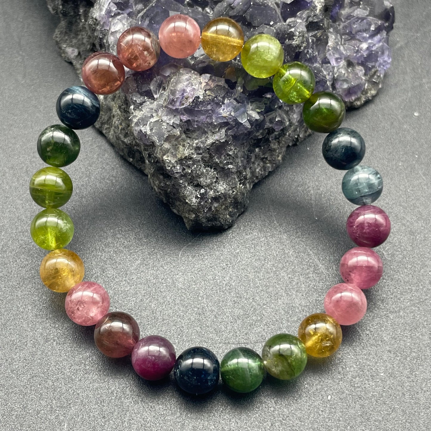 「一圖一物」透體彩虹碧璽手串 7mm
