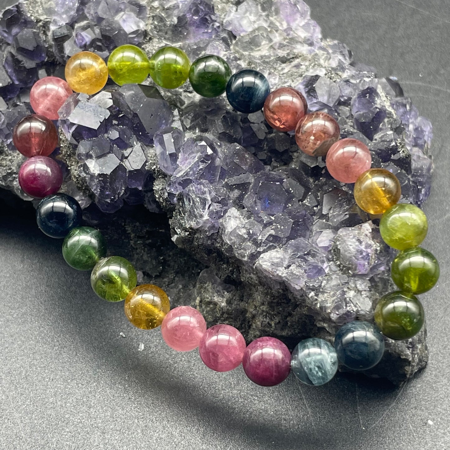 「一圖一物」透體彩虹碧璽手串 7mm