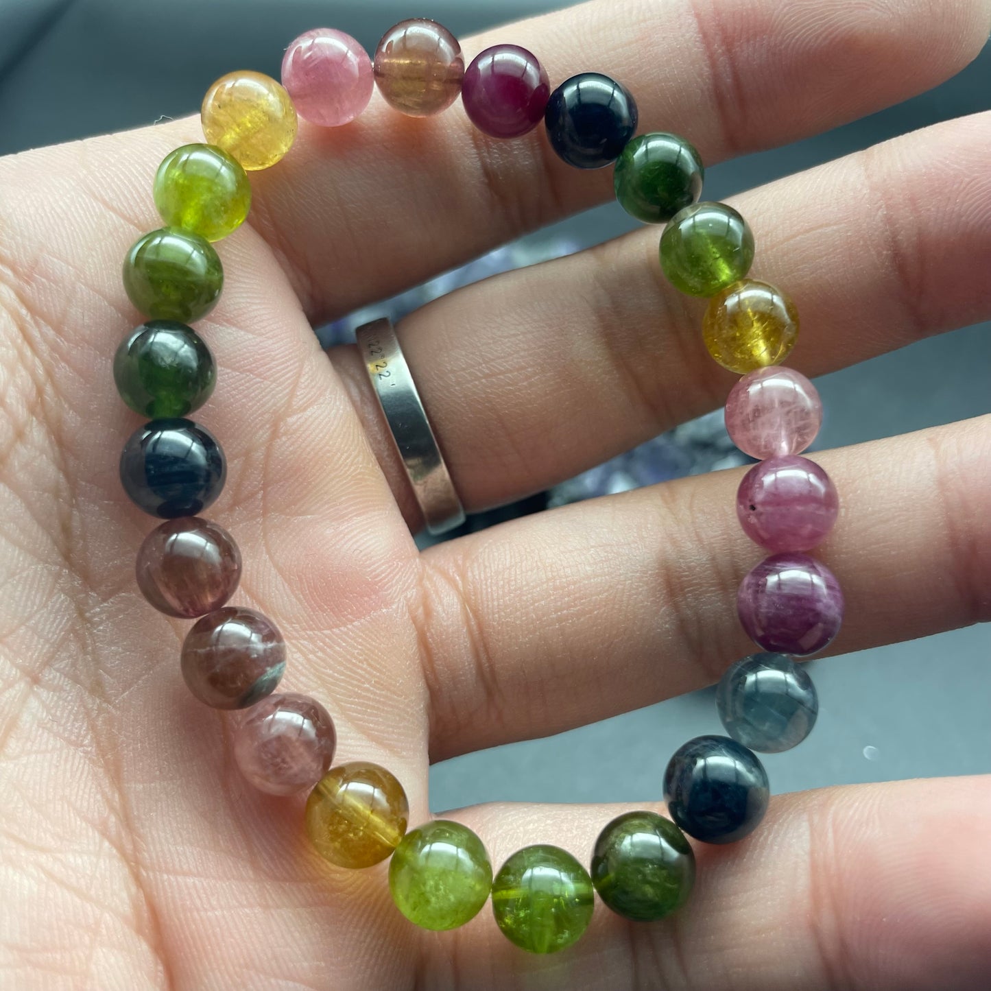 「一圖一物」透體彩虹碧璽手串 7mm