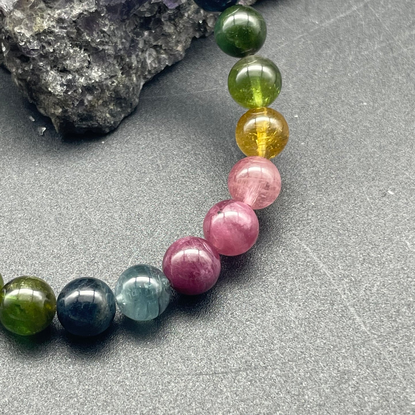「一圖一物」透體彩虹碧璽手串 7mm