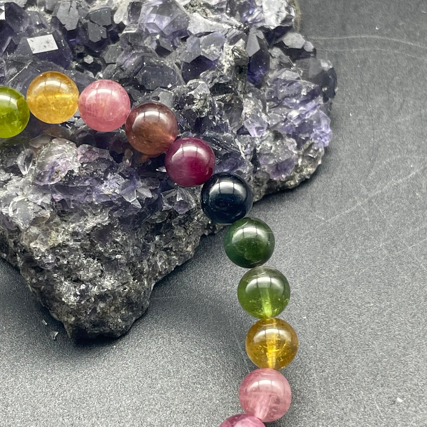 「一圖一物」透體彩虹碧璽手串 7mm