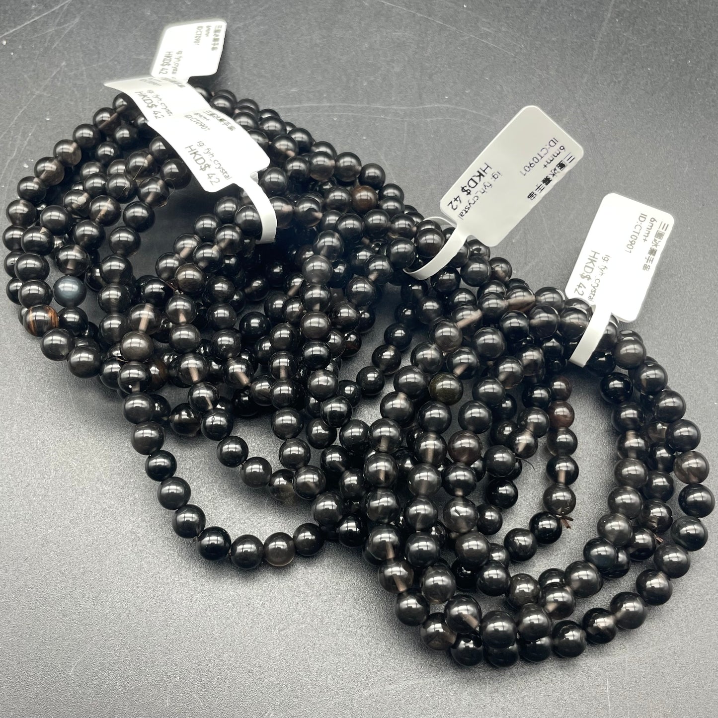 三圈冰曜石手串 6mm