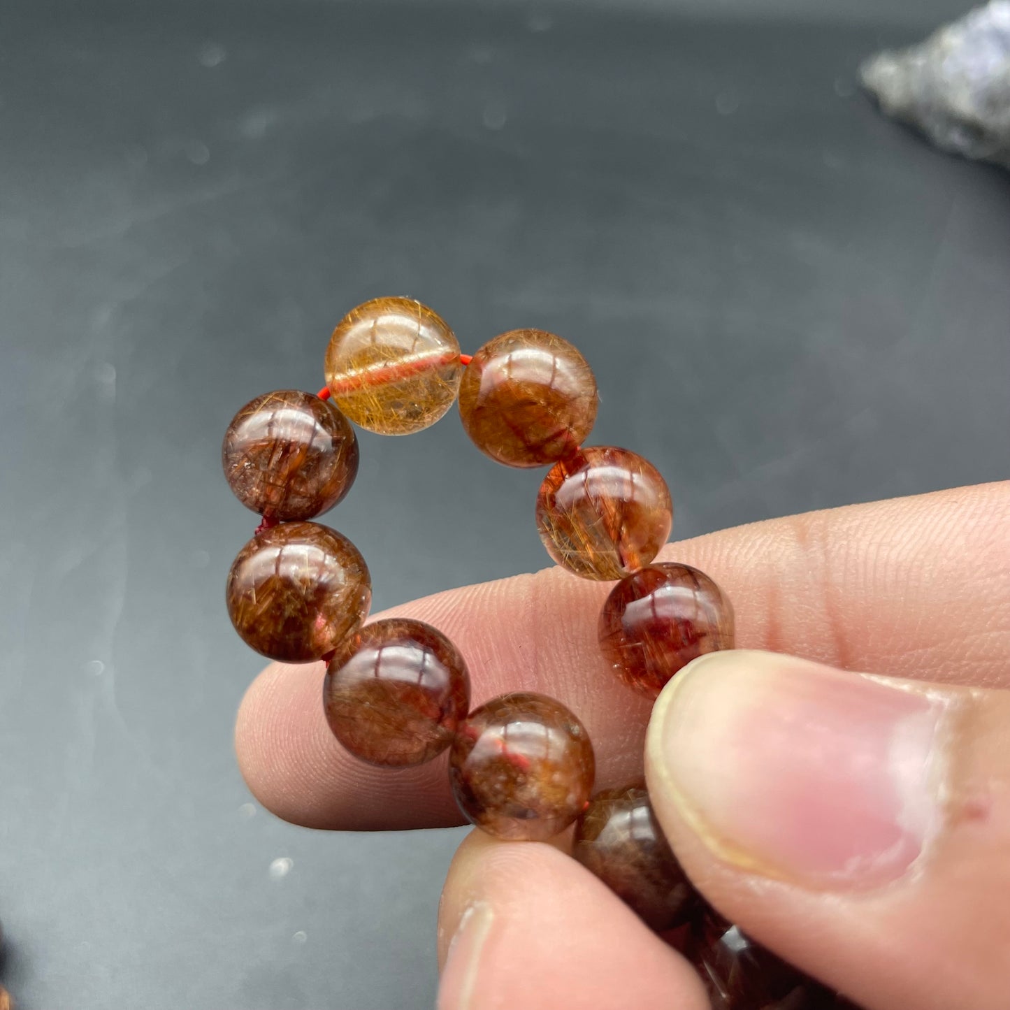髮多體透高質銅髮晶手串 8.5mm
