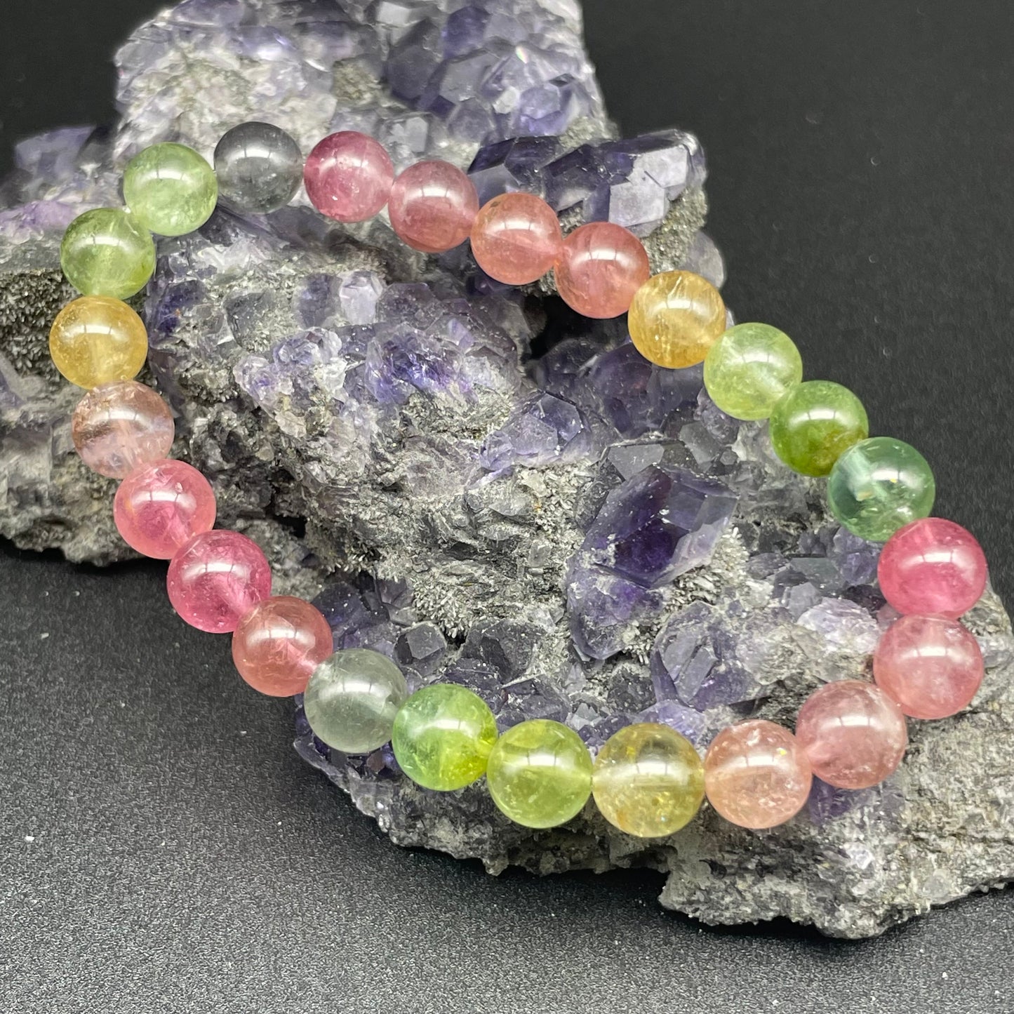 「一圖一物」全透體彩虹碧璽手串 7mm