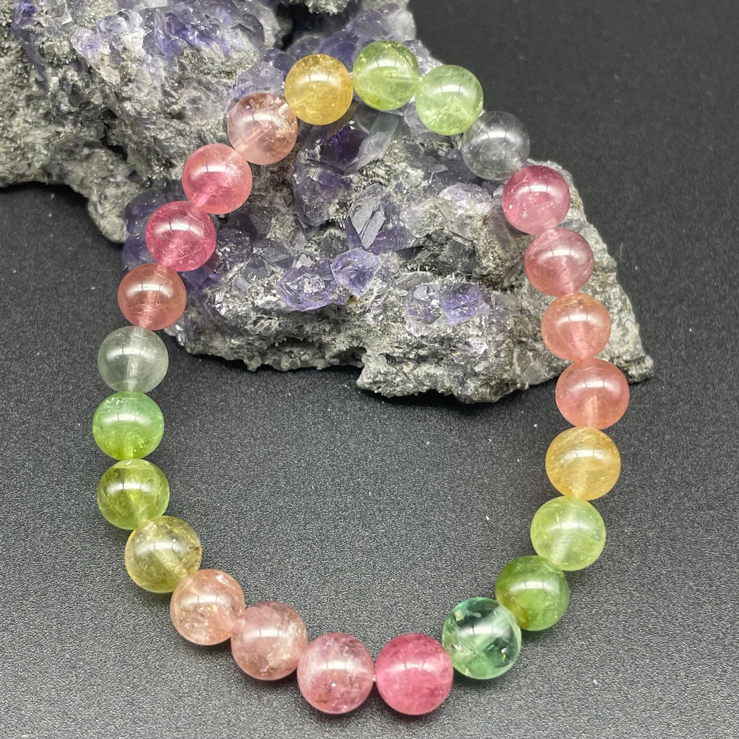 「一圖一物」全透體彩虹碧璽手串 7mm