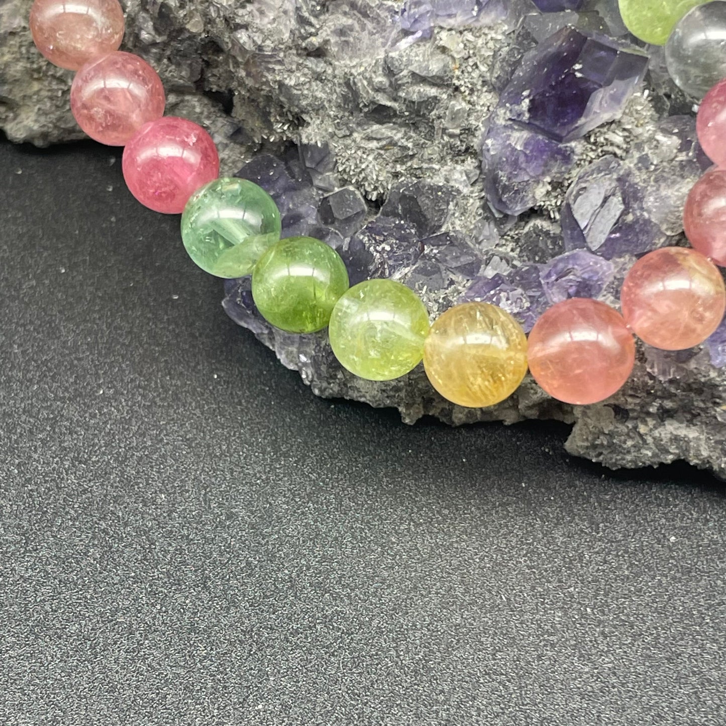 「一圖一物」全透體彩虹碧璽手串 7mm