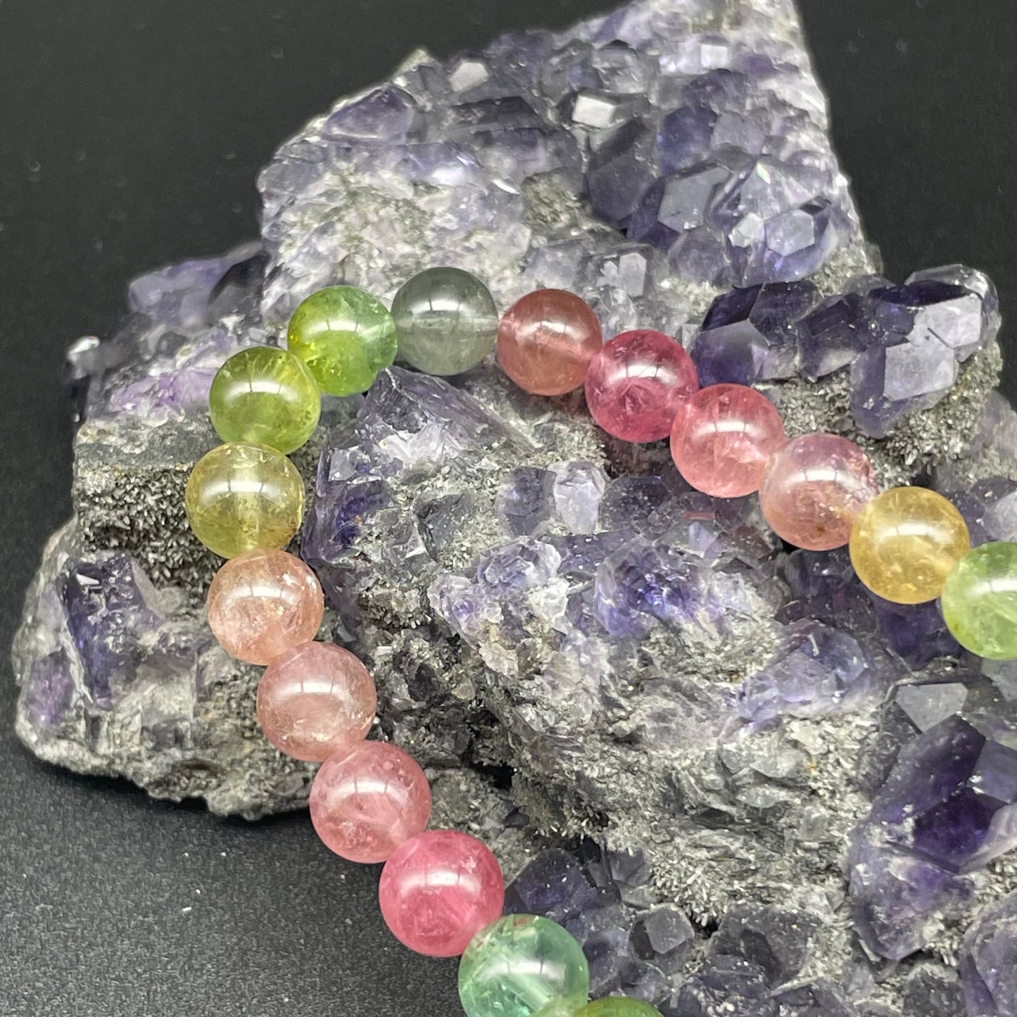 「一圖一物」全透體彩虹碧璽手串 7mm
