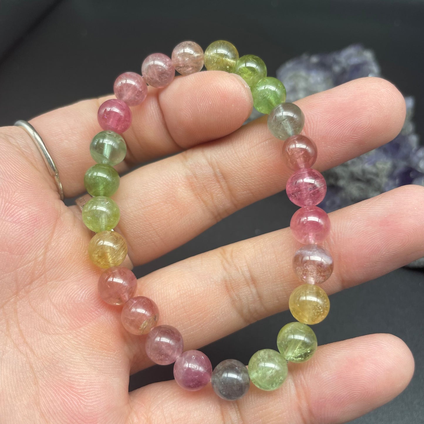 「一圖一物」全透體彩虹碧璽手串 7mm